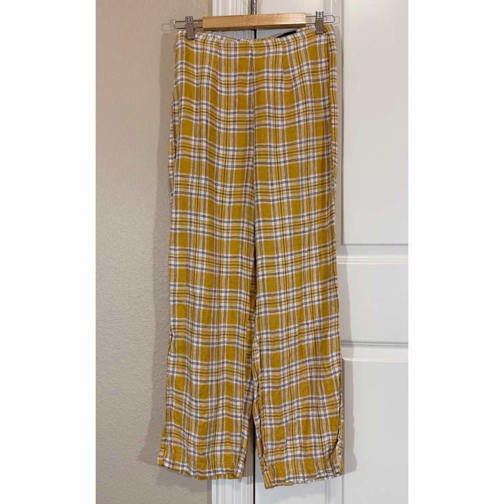 Reformation Linen Plaid Pants in "Cher" Yellow Sz 6 - Picture 2 of 11